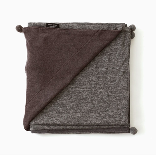 Large Blanket - Brown with Pompoms